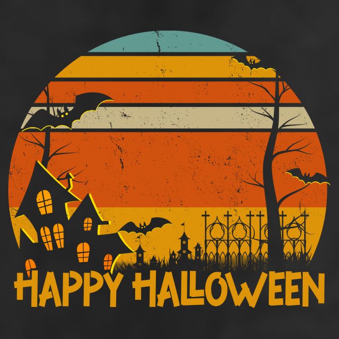 Happy Halloween Spooky Bats Vintage Sunset Trucker Hat