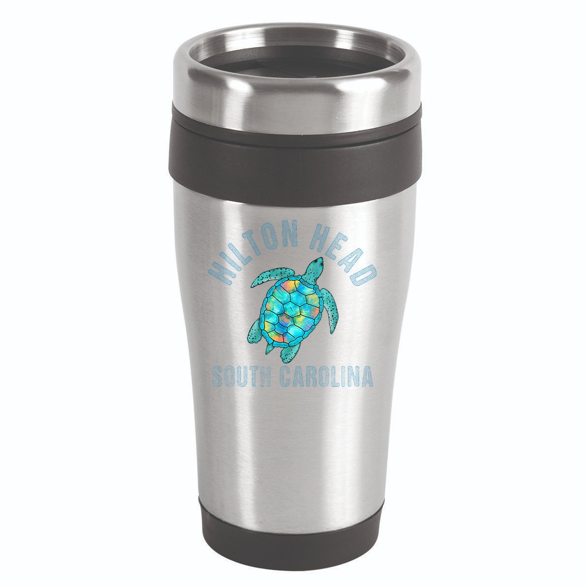 Hilton Head SC Beach Design Sea Turtle Illustration Gift 16oz Travel Tumbler