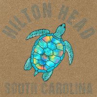 Hilton Head SC Beach Design Sea Turtle Illustration Gift Cotton Canvas Backpack