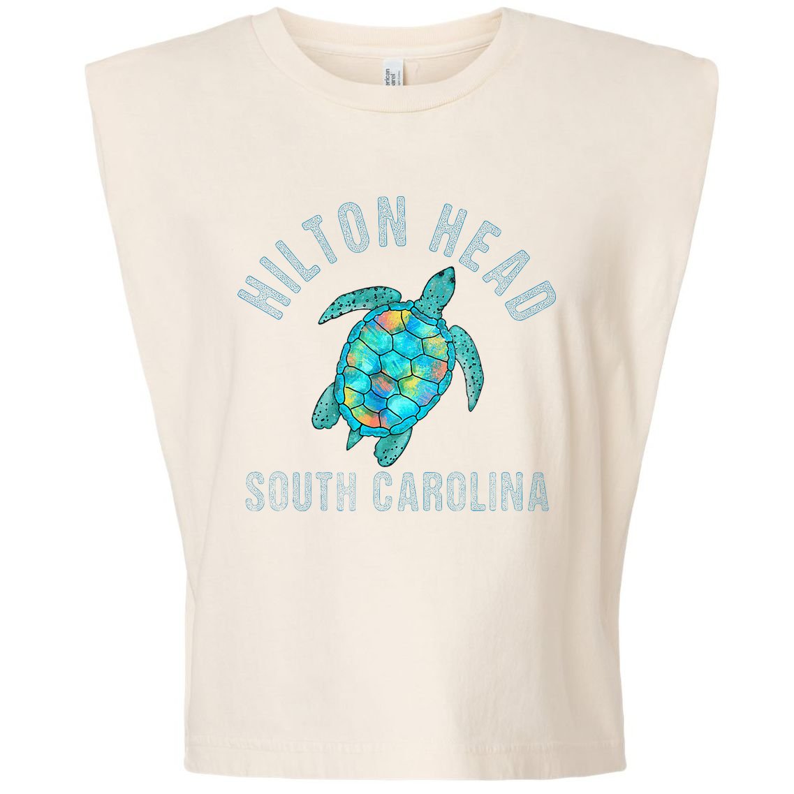 Hilton Head SC Beach Design Sea Turtle Illustration Gift Garment-Dyed Women's Muscle Tee