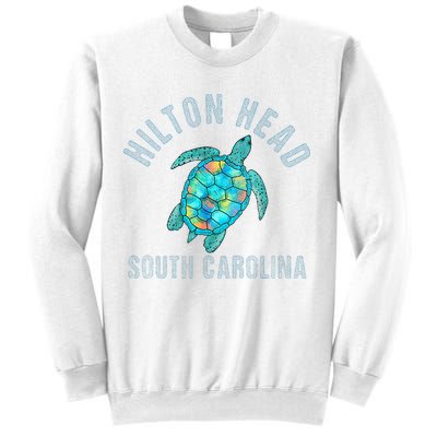 Hilton Head SC Beach Design Sea Turtle Illustration Gift Sweatshirt