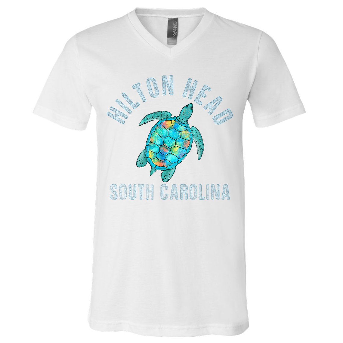 Hilton Head SC Beach Design Sea Turtle Illustration Gift V-Neck T-Shirt