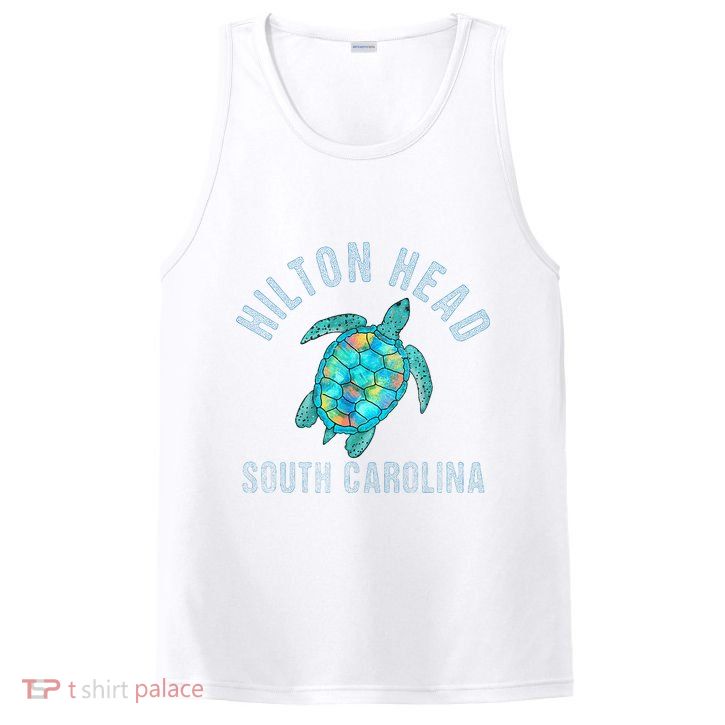 Hilton Head SC Beach Design Sea Turtle Illustration Gift PosiCharge Competitor Tank
