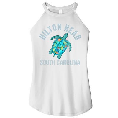 Hilton Head SC Beach Design Sea Turtle Illustration Gift Women's Perfect Tri Rocker Tank