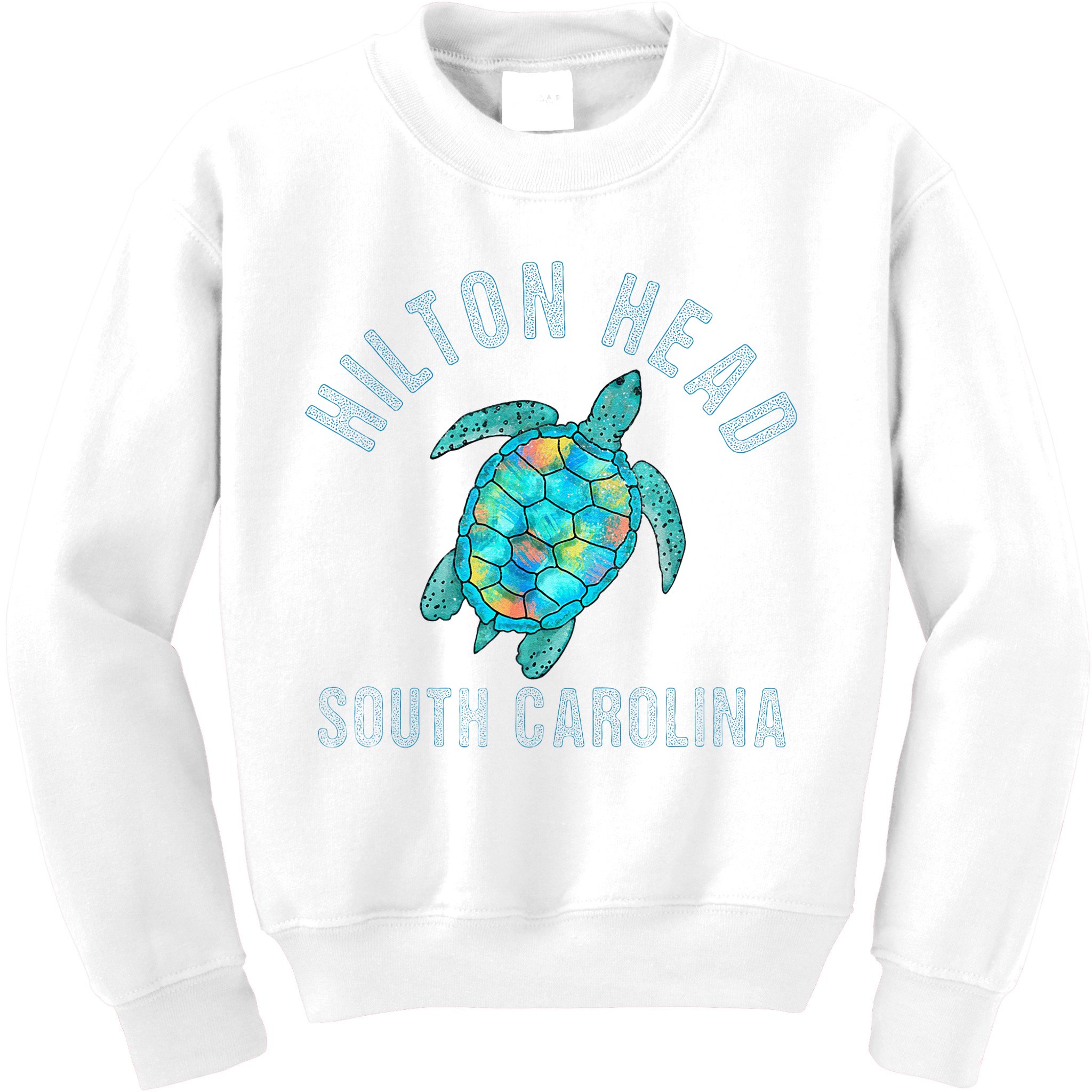 Hilton Head SC Beach Design Sea Turtle Illustration Gift Kids Sweatshirt