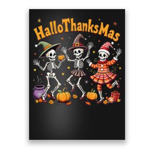 Happy Hallothanksmas Skeleton Dance Throw Pillows Halloween Poster