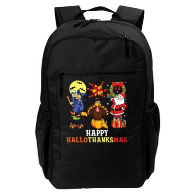 Happy Hallothanksmas Shirts Halloween Thanksgiving Christmas Daily Commute Backpack