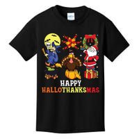 Happy Hallothanksmas Shirts Halloween Thanksgiving Christmas Kids T-Shirt