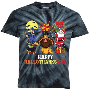 Happy Hallothanksmas Shirts Halloween Thanksgiving Christmas Kids Tie-Dye T-Shirt