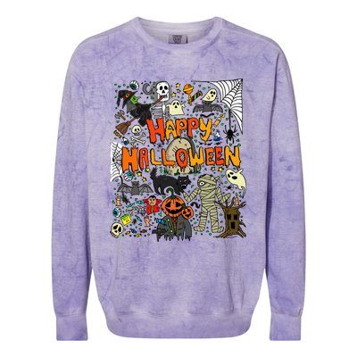 Happy Halloween Scary Retro Gift Colorblast Crewneck Sweatshirt