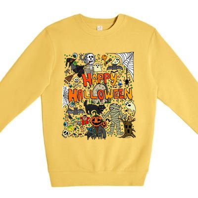 Happy Halloween Scary Retro Gift Premium Crewneck Sweatshirt