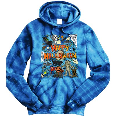 Happy Halloween Scary Retro Gift Tie Dye Hoodie