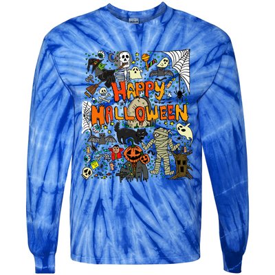 Happy Halloween Scary Retro Gift Tie-Dye Long Sleeve Shirt