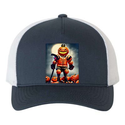 Halloween Hockey Season Pumpkin Player Yupoong Adult 5-Panel Trucker Hat