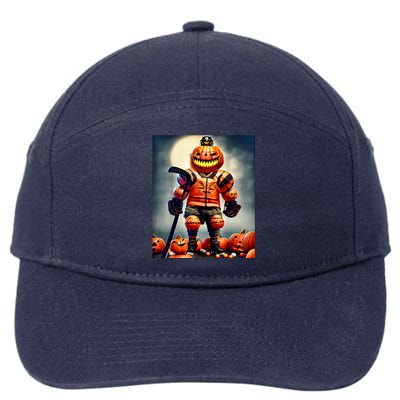 Halloween Hockey Season Pumpkin Player 7-Panel Snapback Hat