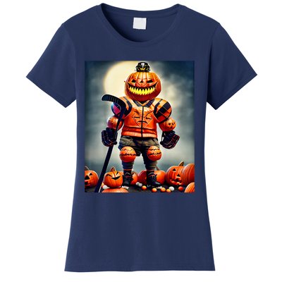 Halloween Hockey Season Pumpkin Player Women's T-Shirt