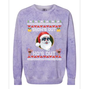 Ho Ho Snows Out Hos Out Ugly Style Christmas Santa Cute Gift Colorblast Crewneck Sweatshirt