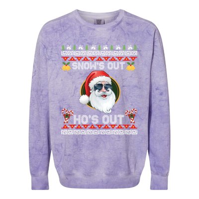 Ho Ho Snows Out Hos Out Ugly Style Christmas Santa Cute Gift Colorblast Crewneck Sweatshirt