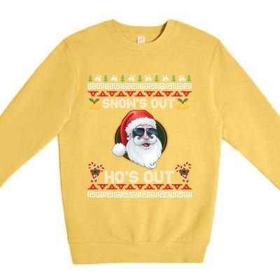 Ho Ho Snows Out Hos Out Ugly Style Christmas Santa Cute Gift Premium Crewneck Sweatshirt