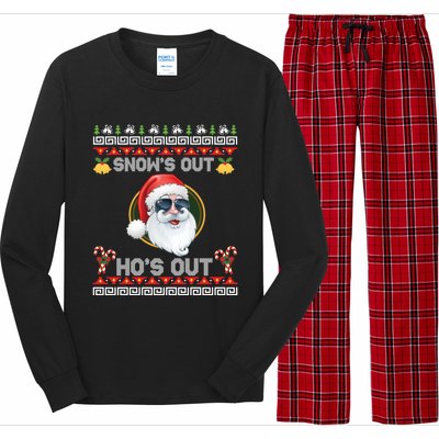 Ho Ho Snows Out Hos Out Ugly Style Christmas Santa Cute Gift Long Sleeve Pajama Set