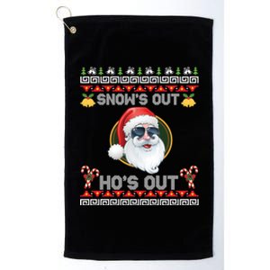 Ho Ho Snows Out Hos Out Ugly Style Christmas Santa Cute Gift Platinum Collection Golf Towel