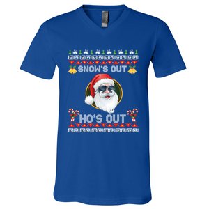 Ho Ho Snows Out Hos Out Ugly Style Christmas Santa Cute Gift V-Neck T-Shirt