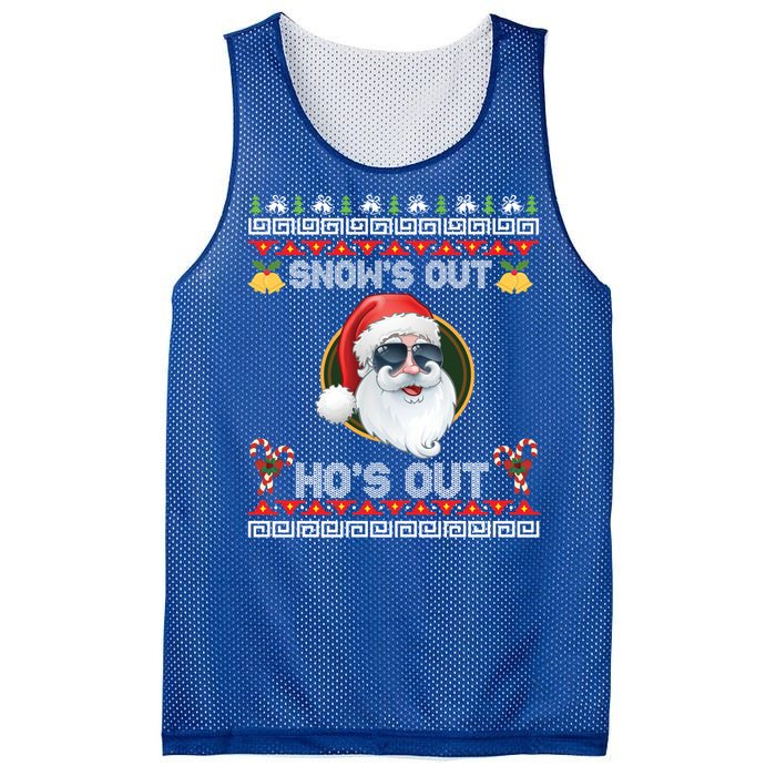 Ho Ho Snows Out Hos Out Ugly Style Christmas Santa Cute Gift Mesh Reversible Basketball Jersey Tank