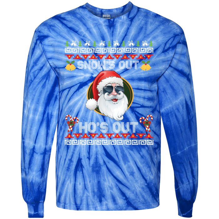 Ho Ho Snows Out Hos Out Ugly Style Christmas Santa Cute Gift Tie-Dye Long Sleeve Shirt