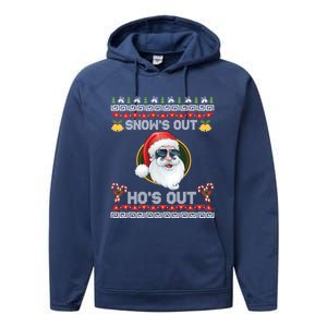 Ho Ho Snows Out Hos Out Ugly Style Christmas Santa Cute Gift Performance Fleece Hoodie