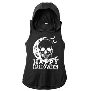 Happy Halloween Skull Moon Spooky Ladies PosiCharge Tri-Blend Wicking Draft Hoodie Tank