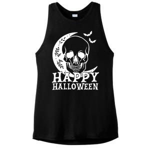 Happy Halloween Skull Moon Spooky Ladies PosiCharge Tri-Blend Wicking Tank