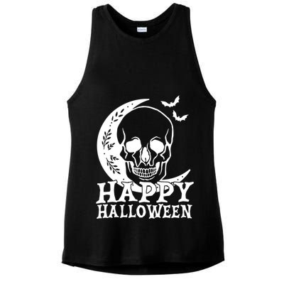 Happy Halloween Skull Moon Spooky Ladies PosiCharge Tri-Blend Wicking Tank
