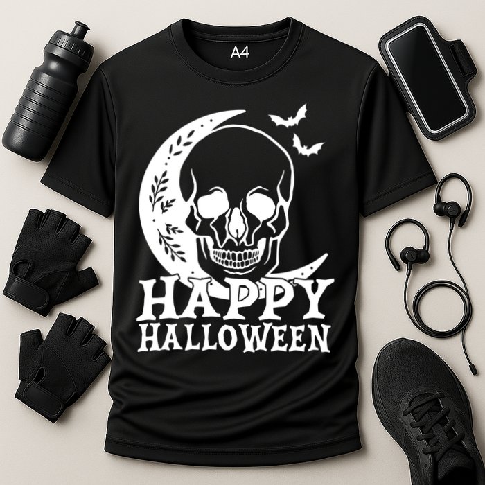 Happy Halloween Skull Moon Spooky Cooling Performance Crew T-Shirt
