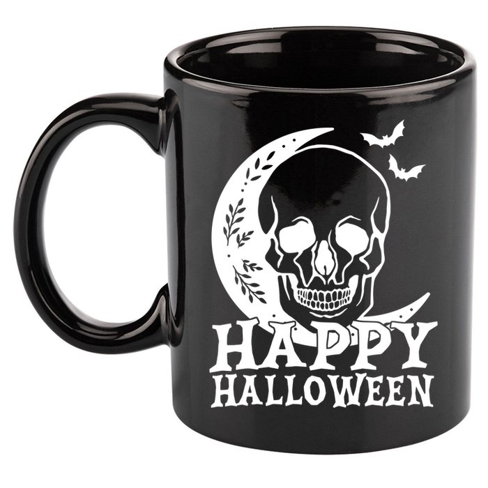 Happy Halloween Skull Moon Spooky 11oz C Handle Ceramic Mug