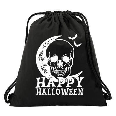 Happy Halloween Skull Moon Spooky Drawstring Bag