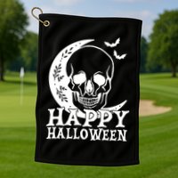 Happy Halloween Skull Moon Spooky Golf Towel