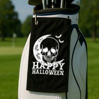 Happy Halloween Skull Moon Spooky Golf Towel
