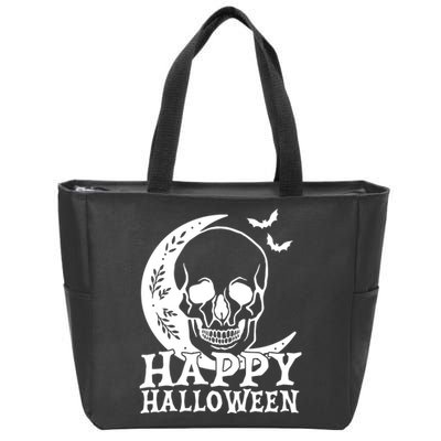 Happy Halloween Skull Moon Spooky Zip Tote Bag