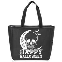 Happy Halloween Skull Moon Spooky Zip Tote Bag