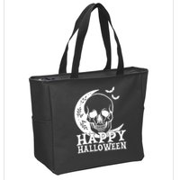 Happy Halloween Skull Moon Spooky Zip Tote Bag