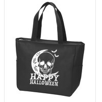 Happy Halloween Skull Moon Spooky Zip Tote Bag
