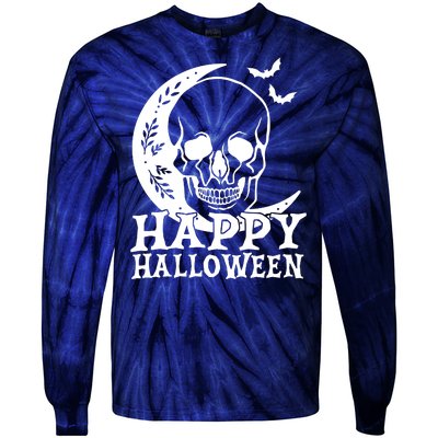 Happy Halloween Skull Moon Spooky Tie-Dye Long Sleeve Shirt