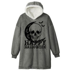 Happy Halloween Skull Moon Spooky Hooded Wearable Blanket