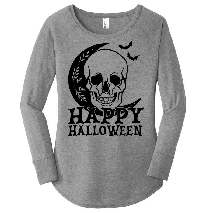 Happy Halloween Skull Moon Spooky Women's Perfect Tri Tunic Long Sleeve Shirt