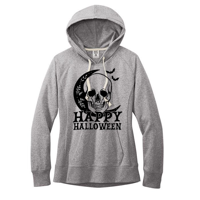 Happy Halloween Skull Moon Spooky Women's Fleece Hoodie