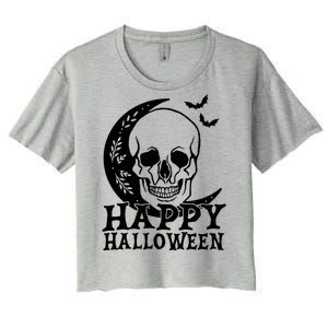 Happy Halloween Skull Moon Spooky Women's Crop Top Tee