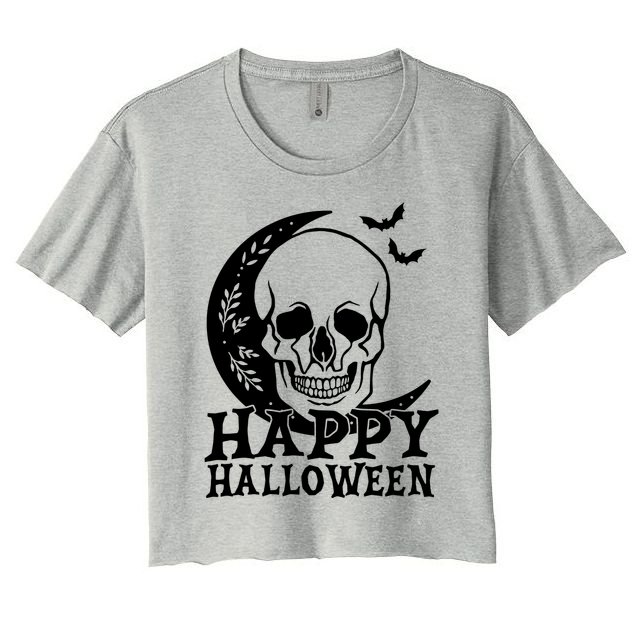 Happy Halloween Skull Moon Spooky Crop Top