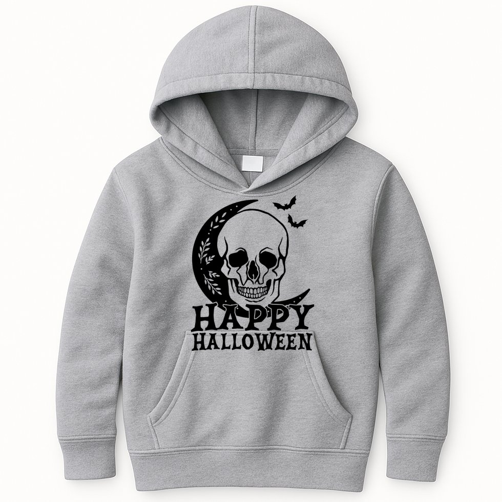 Happy Halloween Skull Moon Spooky Kids Hoodie