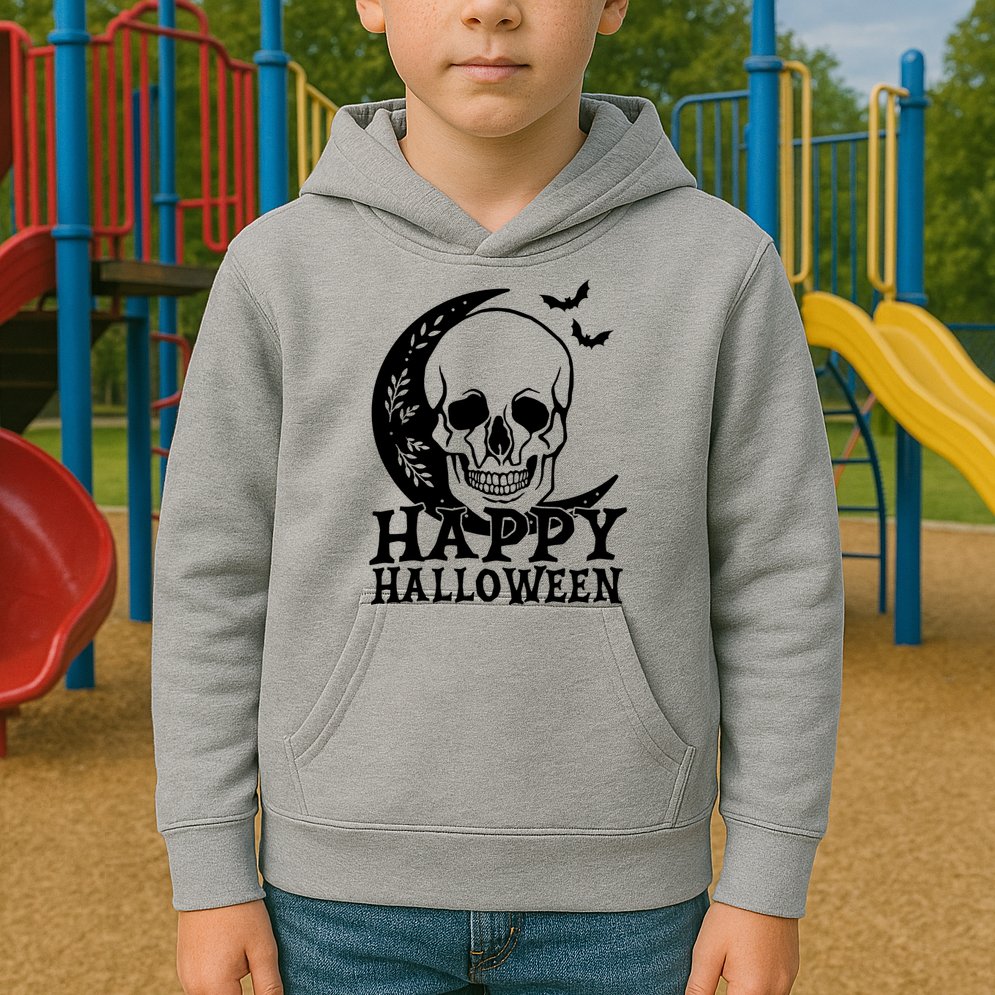 Happy Halloween Skull Moon Spooky Kids Hoodie