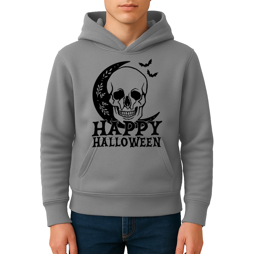 Happy Halloween Skull Moon Spooky Kids Hoodie
